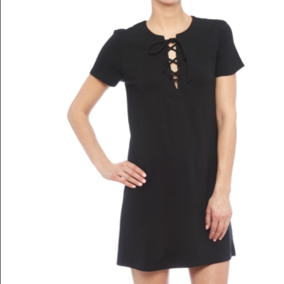 Black Ponte Lace-up Dress by Eight Sixty *NEW* - Picture 5 of 10